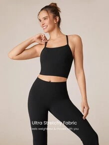 GLOWMODE 31 英寸 FeatherFit™ Fierce Activewear 2 件套背心和喇叭紧身裤套装低冲击瑜伽日常 - 黑色 - 查看 6