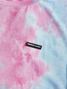 Manfinity VCAY Plus Size Men's Casual Tie-Dye Plus Size Loose Dropped Shoulder Crew Neck Short Sleeve T-Shirt, Suitable For Summer, Everyday Wear - Purple - View 3