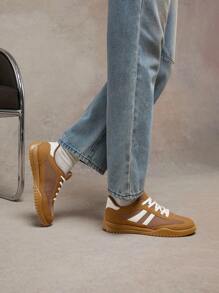 SHUZIA 女士休闲复古时尚条纹厚底运动鞋 - 駝色 - 查看 5