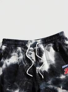 ROMWE MEN Street Life Quần short đơn giản buộc túi phía trước cho nam, mặc hàng ngày - Đen và trắng - Xem 4