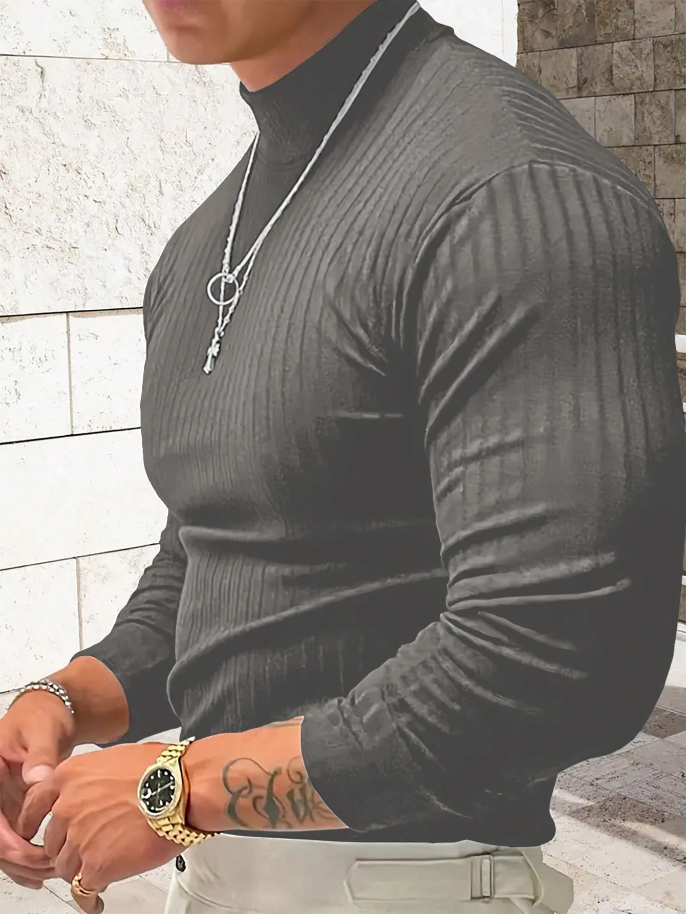 Manfinity Dauomo Men's Casual Solid Color Long Sleeve T-Shirt For Everyday Wear, Autumn