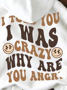 SHEIN Vintage "I Told You I Was Crazy" Slogan Graphic Tween Girls Casual Long Sleeve Sweatshirt,In Fall/Winter - White - View 3