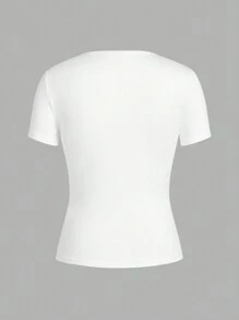 SHEIN EZwear Women Solid Color Short Sleeve T-Shirt, Simple & Fashionable Casual Daily Wear - Multicolor - View 6