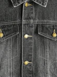 SHEIN Tween Boy 2pcs/Sets Fashion Casual Black Denim Patchwork Gray Knit Hooded Long-Sleeved Denim Jacket And Comfortable Stretch Skinny Kids Jeans For Dailywear And Fall/Winter Kids Summer Clothes - Black - View 5