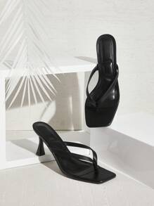 SHUZIA Giày cao gót đế vuông màu đen thoải mái cho nữ - màu đen - Xem 2