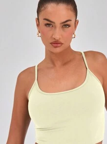 Musera Sport Slinky Spaghetti Strap Active-Wear Crop Cami Top Only, Padel, Tennis, Pickleball Gym Fitness