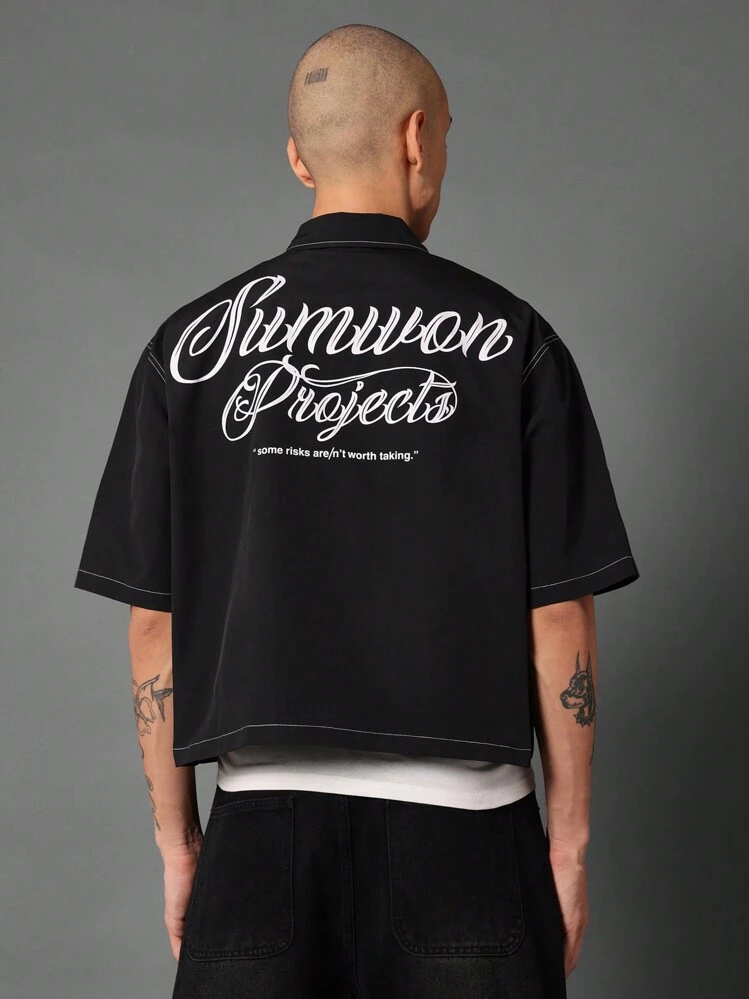 SUMWON Áo sơ mi tay ngắn Streetwear của Sumuwon Projects Phong cách thoải mái, vừa vặn, đô thị, tuyên bố thời trang, đồ họa, in ấn, phong cách sống, mùa hè, hiện đại, thanh thiếu niên, văn hóa, thể thao - màu đen - Xem 1