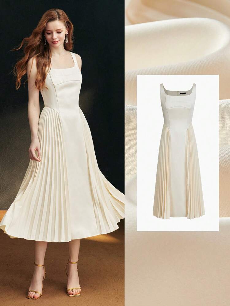 PLEATED DRAPED TANK COCKTAIL DRESS