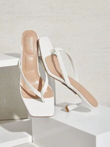 SHUZIA Women Comfortable Kitten Heel Square Toe Thong Sandals Black Heel Sandals Spring Shoes Spring Break Easter Prom Heels Wedding Shoes