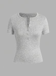 SHEIN EZwear Women Solid Color Short Sleeve T-Shirt, Simple & Fashionable Casual Daily Wear - Multicolor - View 3