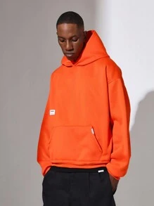 SUMWON Los Angeles Urban Streetwear Hooded Sweatshirt Large Back Print Pullover Winter Fall Oversized Casual Comfortable Athletic Wear - Orange - View 2