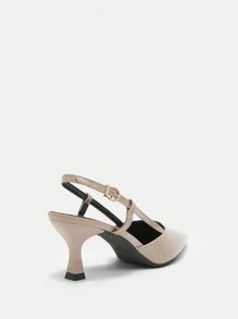 CUCCOO BIZCHIC Women's Pointed Toe High Heels Stilettos, Apricot Glossy Backless Slip-On Dress Pumps For Commuting And Daily Wear For Christmas Valentine's Day - Apricot - View 8