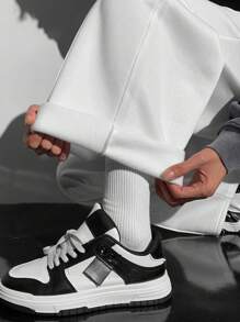 SHEIN Leap Crew Teen Boys' Casual Comfortable Versatile Solid Color All-Match Adjustable Waist Drawstring Straight Pants - White - View 5