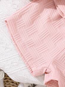 SHEIN Vintaside Kids 纹理衬衫和短裤街头时尚幼儿男婴服装