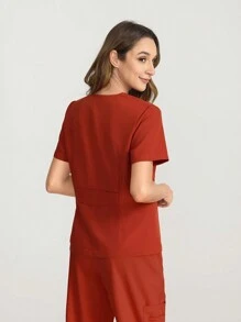 TaskEZ Scrub Uniform Top, Minimalist & Fashionable For Daily Casual Wear - Redwood - View 5