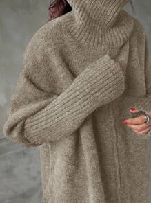 FRIFUL 女式高领纯色长袖休闲宽松毛衣秋冬