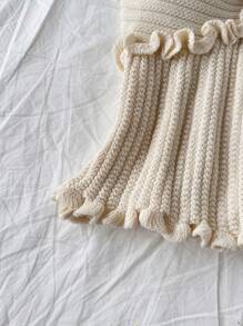 Soleia Casual Ruffle Trim Knit Tube Top, Minimalist Fashion For Everyday Wear,Going Out Top - Apricot - View 4