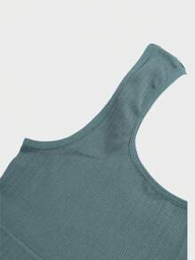 SHEIN Velisys Plain Color Casual Cropped Sports Tank Top - Multicolor - View 4