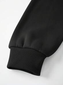 INAWLY 加大码字母印花连帽卫衣，秋冬季套头衫