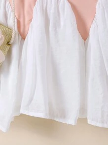 1pc Young Girl Sweet Backless Sleeveless Patchwork Floral Decor Dress - Pink - View 4