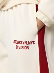 SUMWON Tween Boys Comfy Regular Fit Colour Block Overhead Hoodie And Jogger With Graphic Print 2 Piece Set