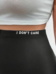 SHEIN Slogan Print Adjustable Waist Maternity Shorts - Black - View 6