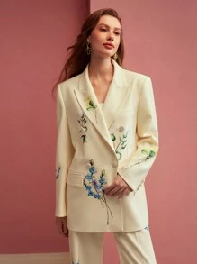 MOTF PREMIUM ÁO BLAZER HỌA TIẾT HOA CÓ CẤU TRÚC, MÙA XUÂN/HÈ - Nhiều màu - Xem 4