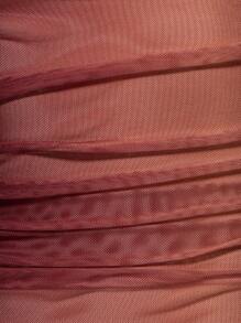 MISSGUIDED Elegante abito da sera lungo con sovrapposizione in rete plissettata, senza spalline, bandeau, per matrimoni, eventi, balli, aderente e modellante, da cerimonia formale - Multicolore - Visualizzare 3