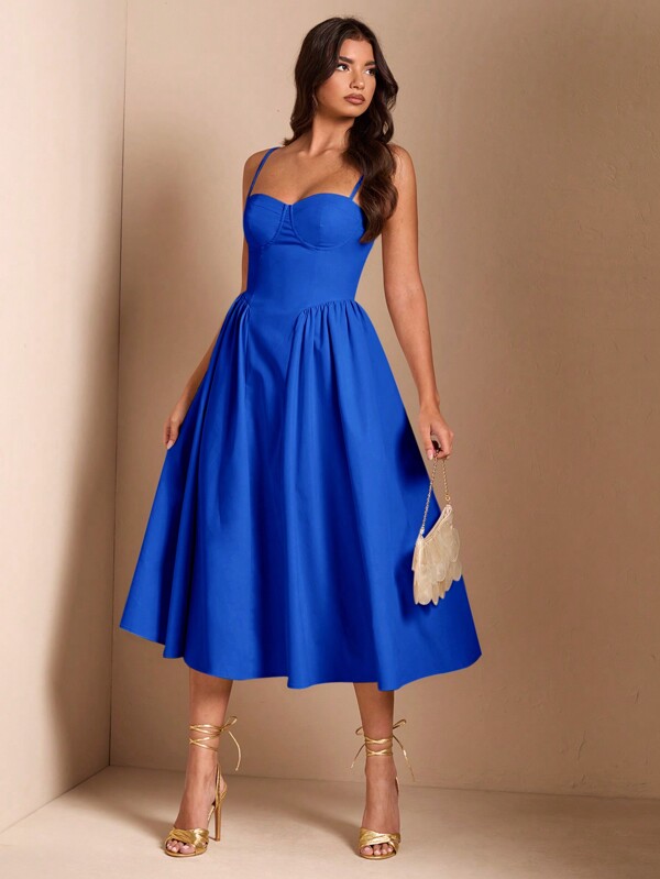 SHEIN BAE Elegant Women Long Flare Dress, Suitable For Daily Date, Outing, Nightclub, Party, Autumn Outfit