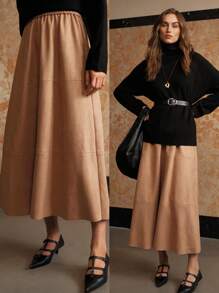 MOTF PREMIUM ELASTIC WAIST SKIRT - Khaki - View 11