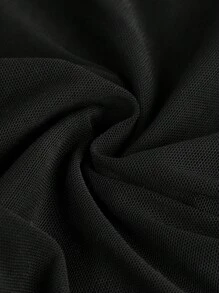 年轻女孩针织纯色梭织修身休闲黑色裙子 - 黑色 - 查看 4