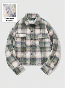 ROMWE MEN Street Life Men's Casual Plaid Overcoat, Autumn/Winter - Multicolor - View 3