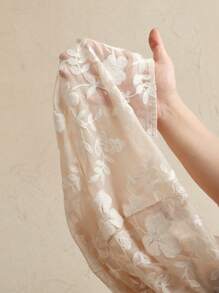 Anewsta Blusa con cuello bordado francés de diseño de lujo y exquisito - Albaricoque - Ver 7