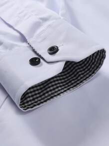 Manfinity Mode Men's Casual Long Sleeve Shirt For Commuting, Autumn - White - View 3