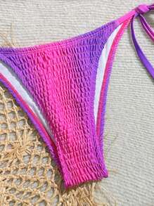 Swim Vcay Conjunto de bikini con escote halter y cuello anudado en color degradado, verano - Multicolor - Ver 4
