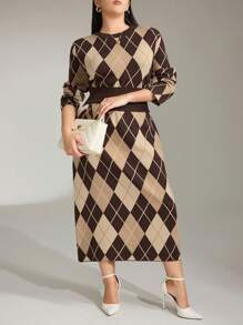 Modelyn Plus Size Casual Pullover Sweater Dress, Simple & Fashionable For Everyday Wear