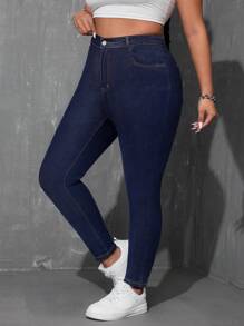 SHEIN EZwear Plus Size Casual Denim Jeans, Minimalist Fashion For Everyday Wear