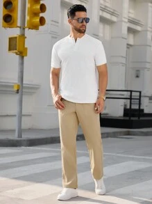 Manfinity VCAY Men's Patterned Knitted Slim Fit Casual Polo Shirt, Suitable For Daily Wear