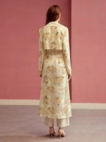 MOTF PREMIUM CASACO TRENCH COM ESTAMPA FLORAL DE LANTEJOULAS - Multicolorido - Visão 6