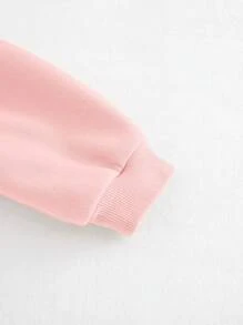 Cozy Pixies Young Girl Fashionable 3D Bow Crew Neck Drop Shoulder Pink Pullover Sweatshirt - Pink - View 8