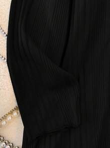 SHEIN LUNE Plus Size Solid Color Patchwork Round Neck Long Sleeve Casual Dress - Multicolor - View 5