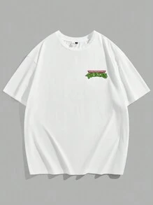 TEENAGE MUTANT NINJA TURTLES | SHEIN T-shirt à manches courtes décontracté avec imprimé tortue de dessin animé pour hommes grandes tailles, été