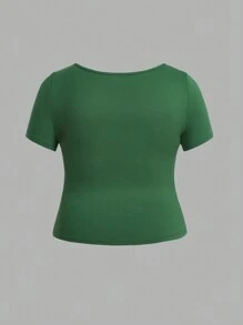 SHEIN EZwear Bộ 3 Áo thun tay ngắn cổ bẻ cỡ lớn màu đen, trắng, xanh lá cây - Nhiều màu - Xem 4