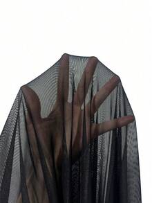 INAWLY Women's Mesh See-Through Personalized Long Sleeve Knitwear Top - Black - View 8