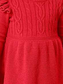 SHEIN Vestido de suéter de manga larga con volantes, niña pequeña, otoño/invierno
