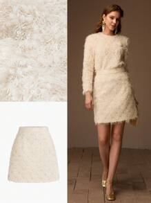 MOTF PREMIUM 亮片毛绒短裙 - 杏色 - 查看 2