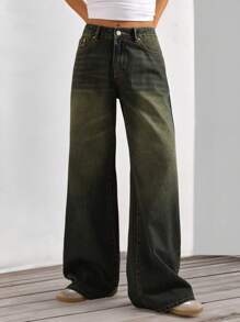 Forever 21 Quần Jeans Ống Rộng Túi Rộng Thường Ngày Đa Năng Cho Nữ - Xám - Xem 3