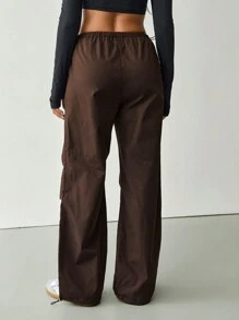 Hanevo Damen Hose mit elastischem Bund, weites gerades Bein, plissiert, Lässig, Herbst/Winter