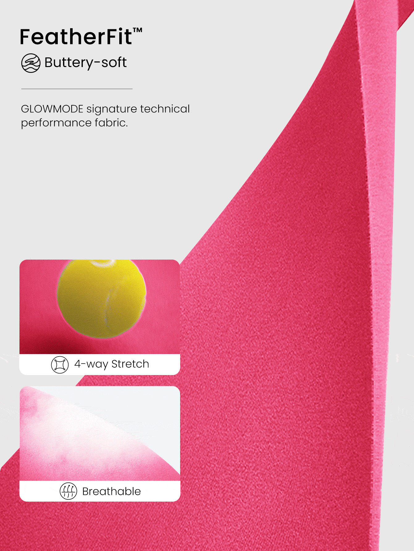 GLOWMODE FeatherFit™ 短款无限长袖背心耸肩上衣带拇指孔低冲击瑜伽日常夏季 - Blush Crush - 查看 4