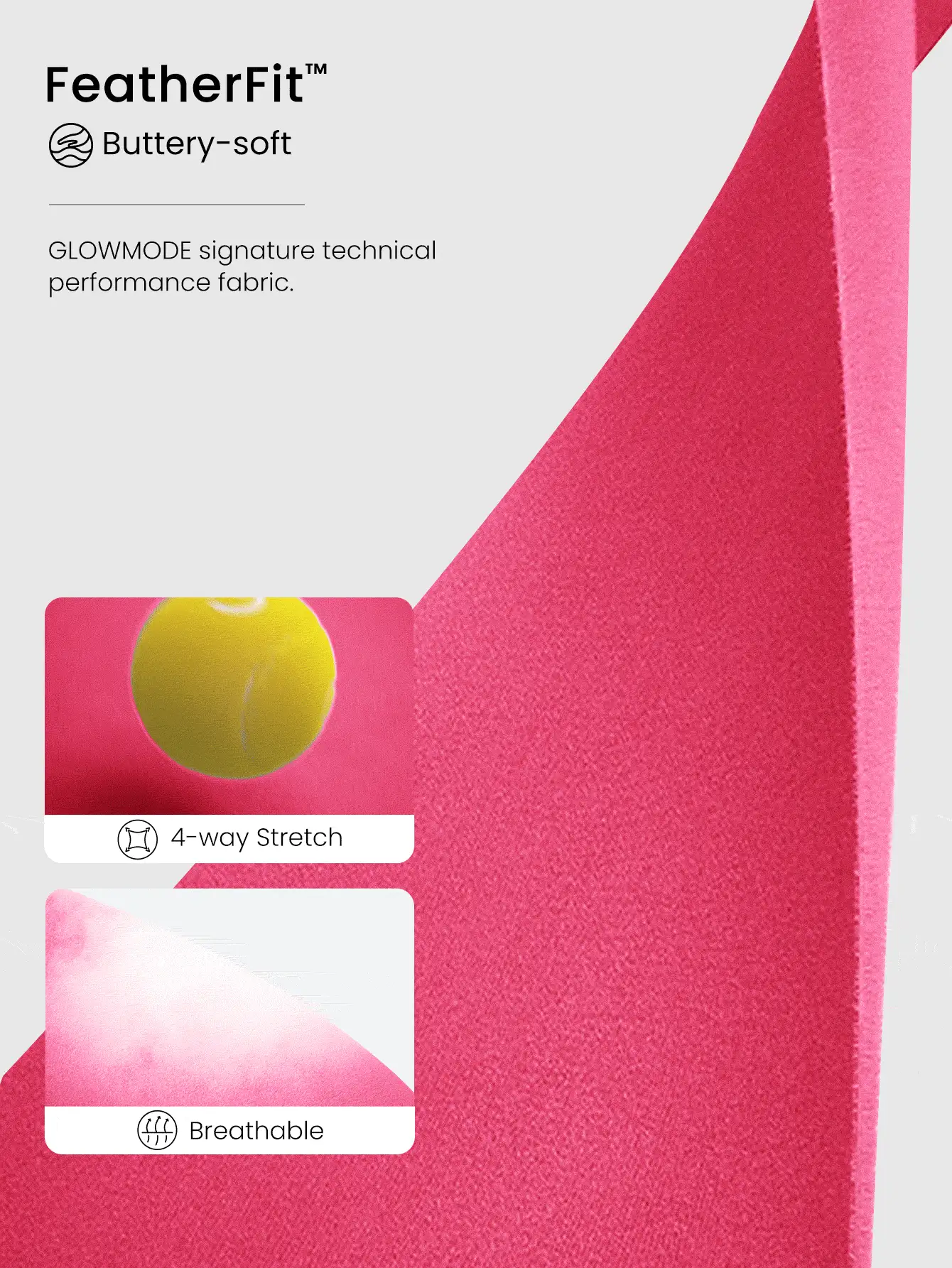 GLOWMODE FeatherFit™ 短款无限长袖背心耸肩上衣带拇指孔低冲击瑜伽日常夏季 - Blush Crush - 查看 4